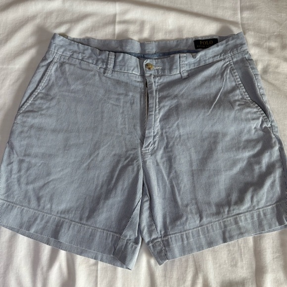 Polo Ralph Lauren Other - Polo Ralph Lauren Men's Blue Striped Chino Shorts Size 33 Classic Fit 6"  Preppy